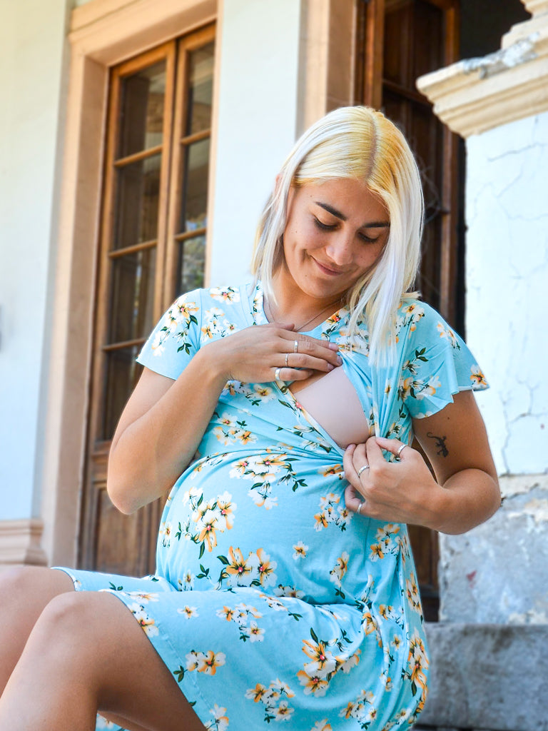 Vestido Maternal y Lactancia Celeste