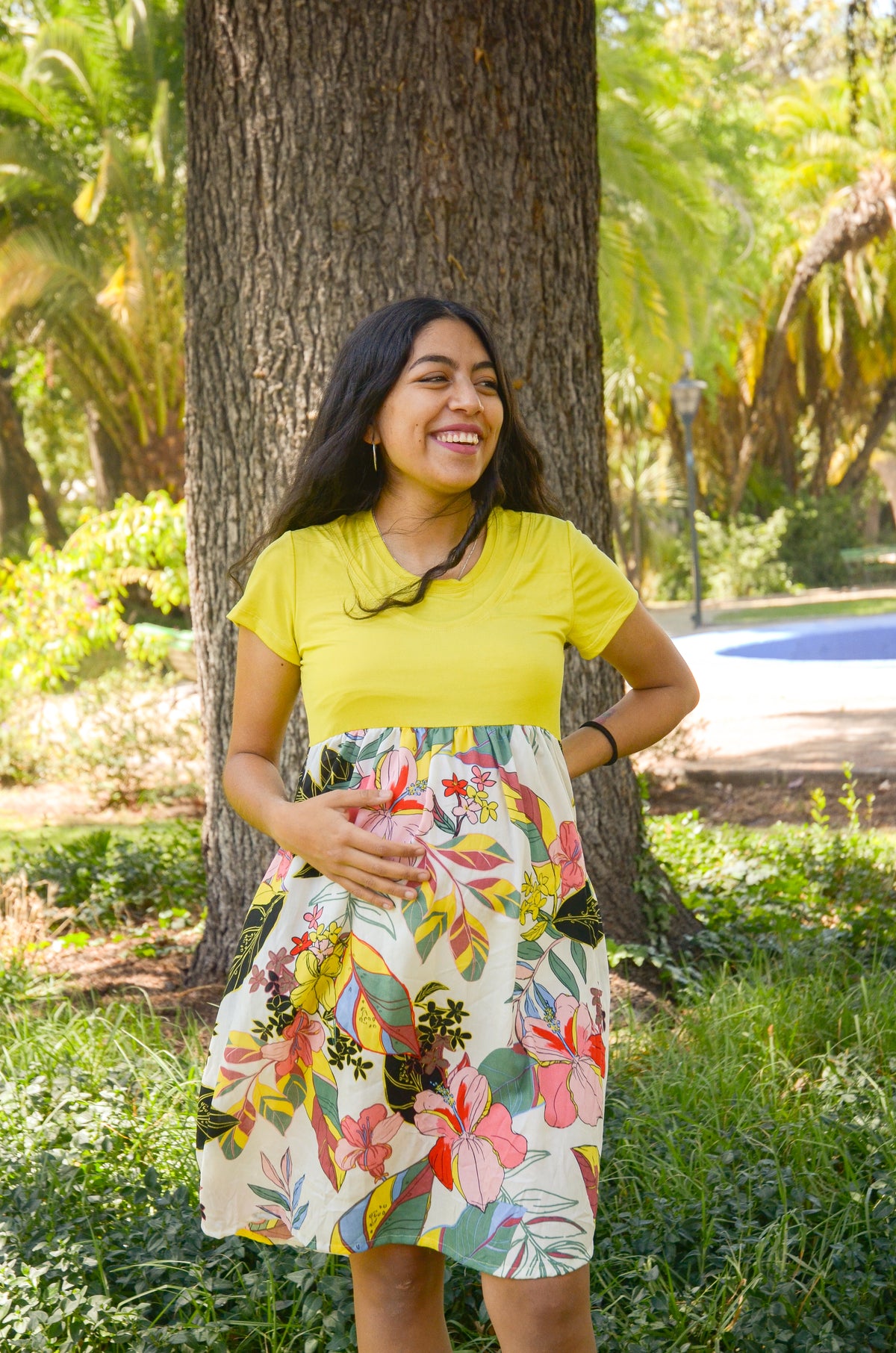 Vestido de Lactancia Estampado Amarillo
