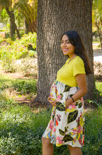 Vestido de Lactancia Estampado Amarillo