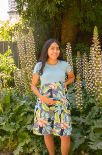 Vestido de Lactancia Estampado Celeste