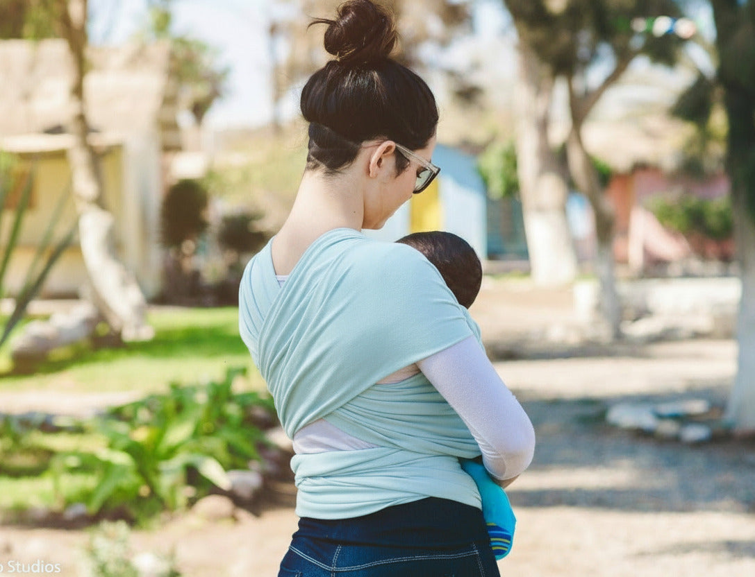 Fular Portabebe , porteo seguro, fular Verde Menta