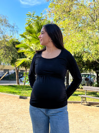 Polera Maternal y Lactancia Negro Invierno