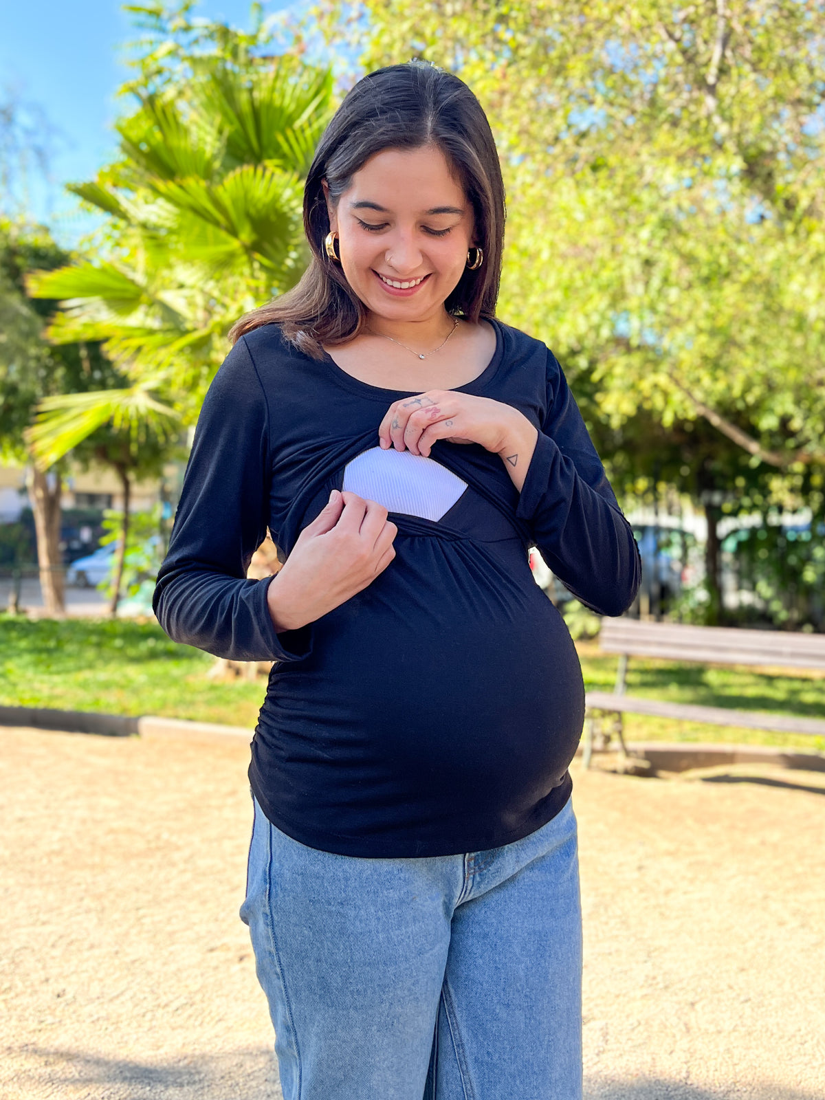 Polera Maternal y Lactancia Negro Invierno