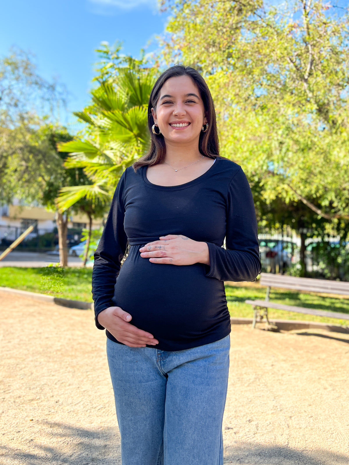 Polera Maternal y Lactancia Negro Invierno