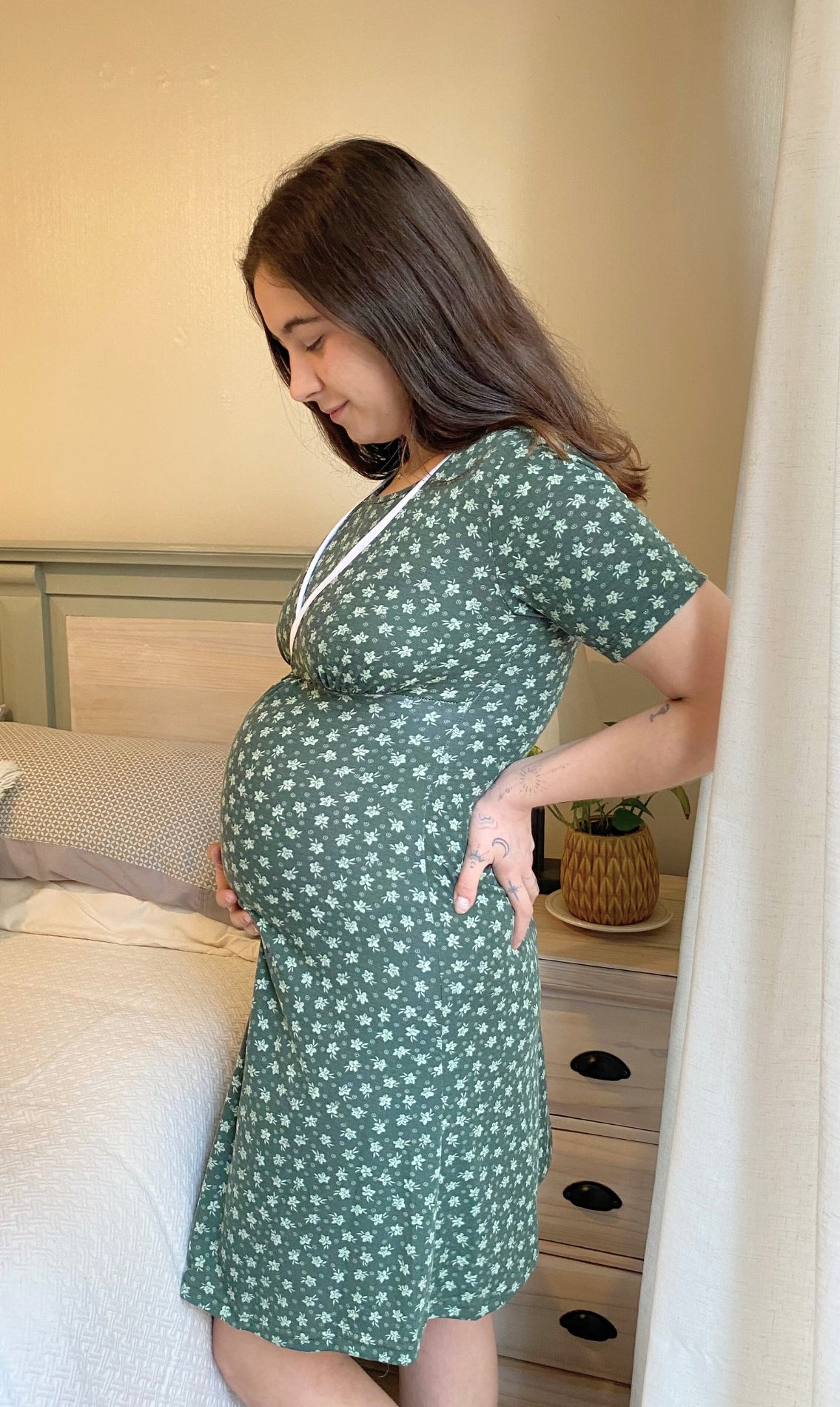 Camisa de Dormir Maternal y Lactancia Invierno Verde Muzgo