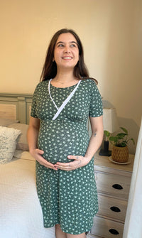 Camisa de Dormir Maternal y Lactancia Invierno Verde Muzgo