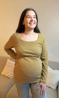 Chaleco Maternal y Lactancia Mostaza Invierno