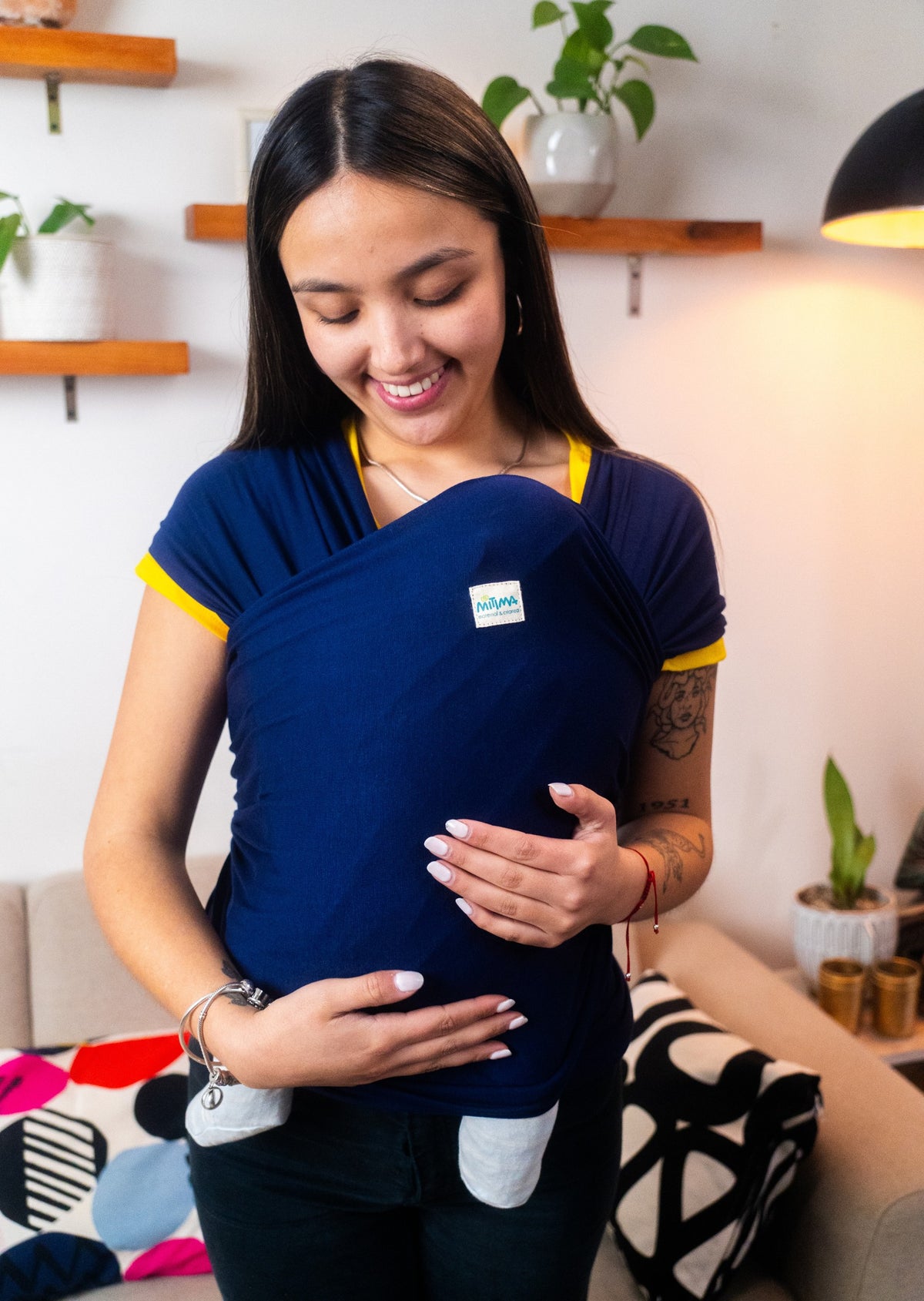 Fular Portabebe , porteo seguro, fular Azul Marino