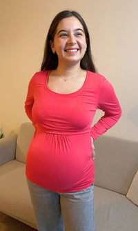 Polera Maternal y Lactancia Fucsia Invierno