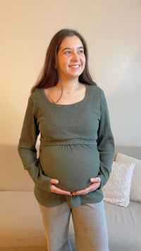 Chaleco Maternal y Lactancia Olivo Invierno