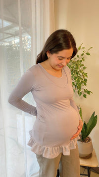Polera Maternal y Lactancia Gris Claro