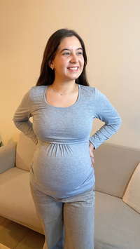 Polera Maternal y Lactancia Gris Invierno