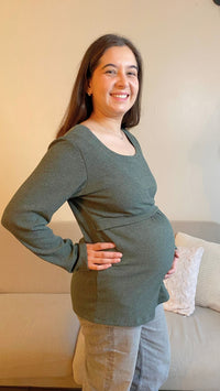Chaleco Maternal y Lactancia Olivo Invierno