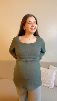 Chaleco Maternal y Lactancia Olivo Invierno