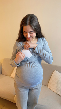 Polera Maternal y Lactancia Gris Invierno