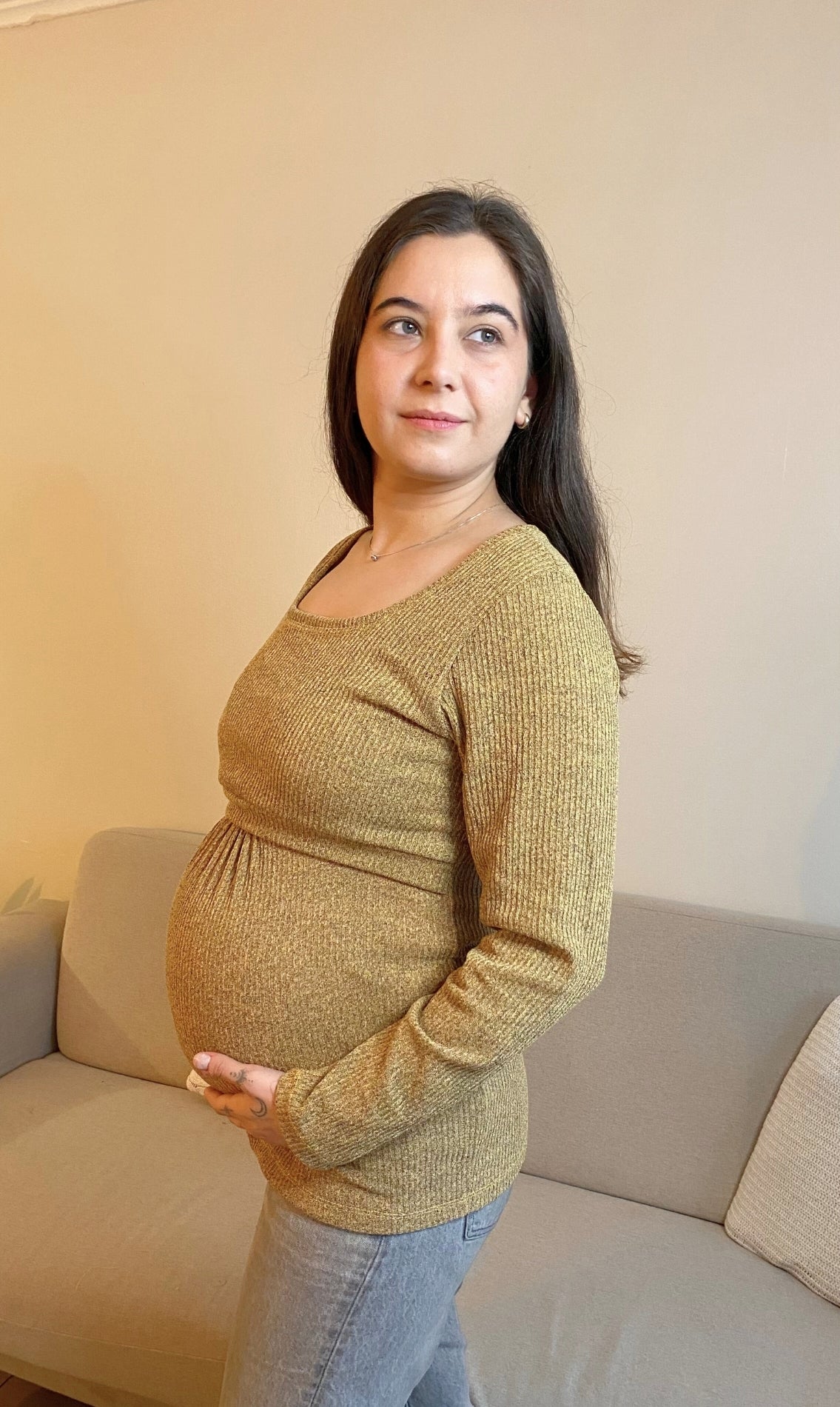 Chaleco Maternal y Lactancia Mostaza Invierno
